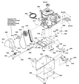 Engine And Frame Group Diagram and Parts List for 1696281-00 2012 Briggs and Stratton Snow Blower